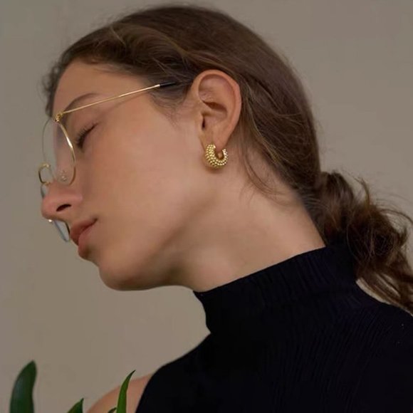 *NEW 925 Sterling Silver Textured Hoop Earrings A - Picture 3 of 5